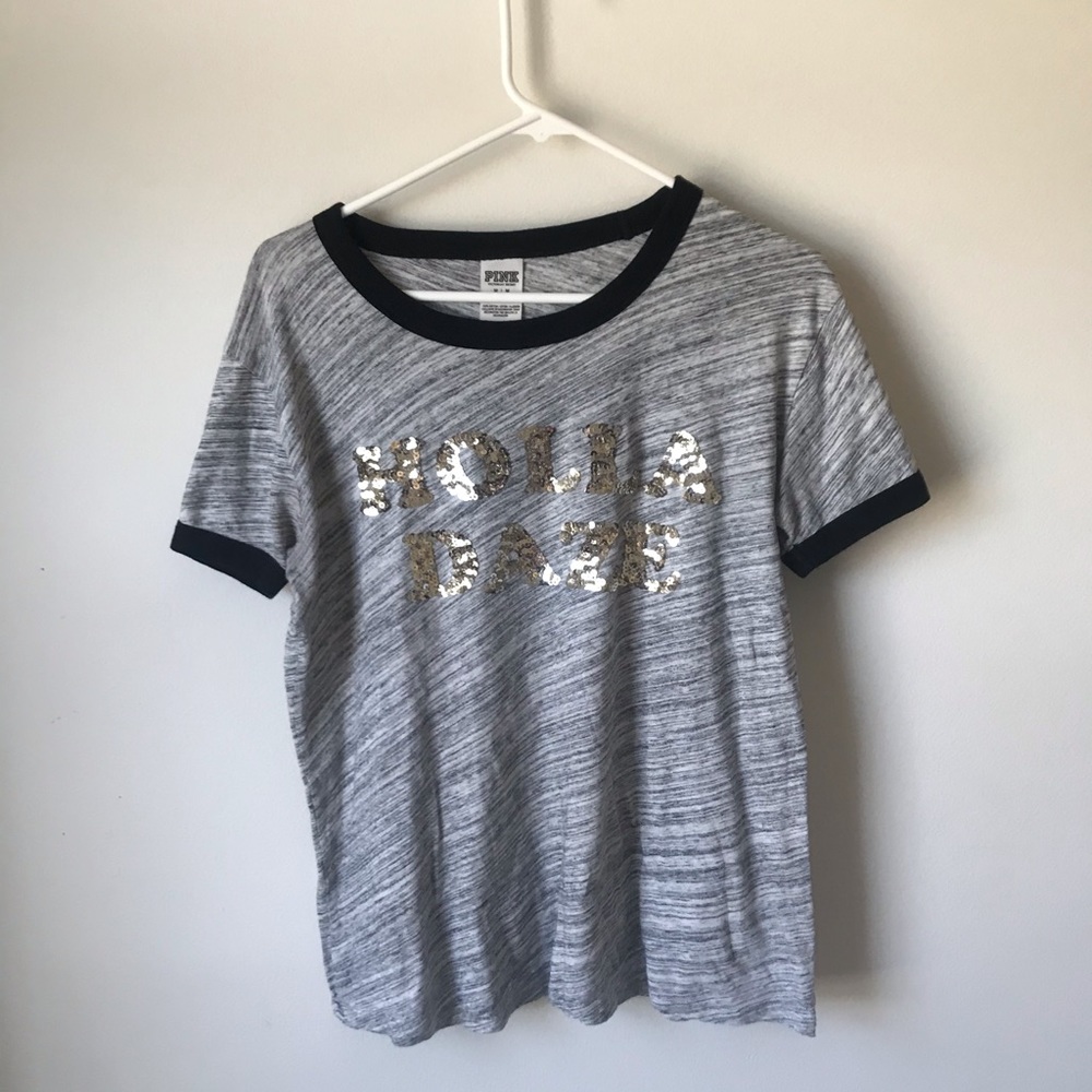 Black, grey and gold sequin T-shirt